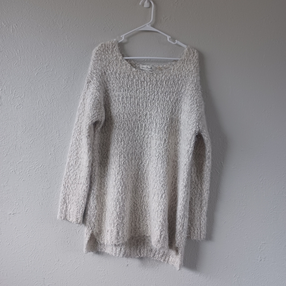 Simply Noelle Cream Textured Scoop Neck Sweater